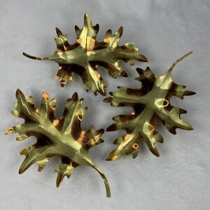 VTG HOMCO Home Interiors Brass Oak Leaf Wall Decor Set of 3 – Leaf Metal Art
